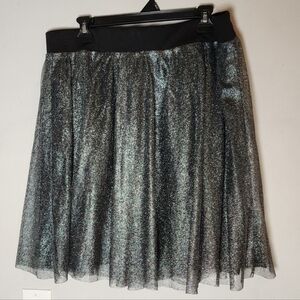 Torrid Black Silver Metallic Shimmer A-line Pull On Skater Skirt Size 1X